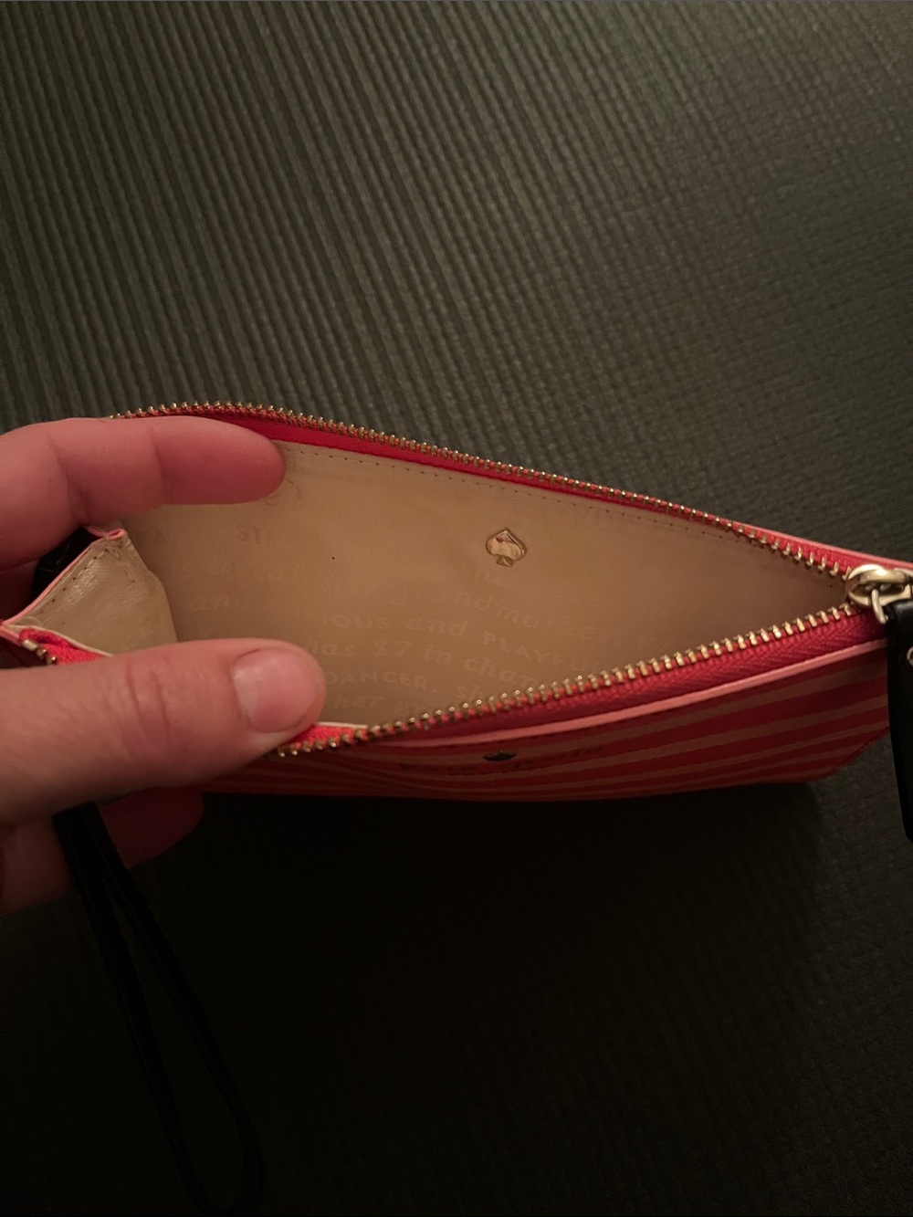 kate spade Coral & Pink Striped Wristlet with Black Strap - Picture 3 of 5